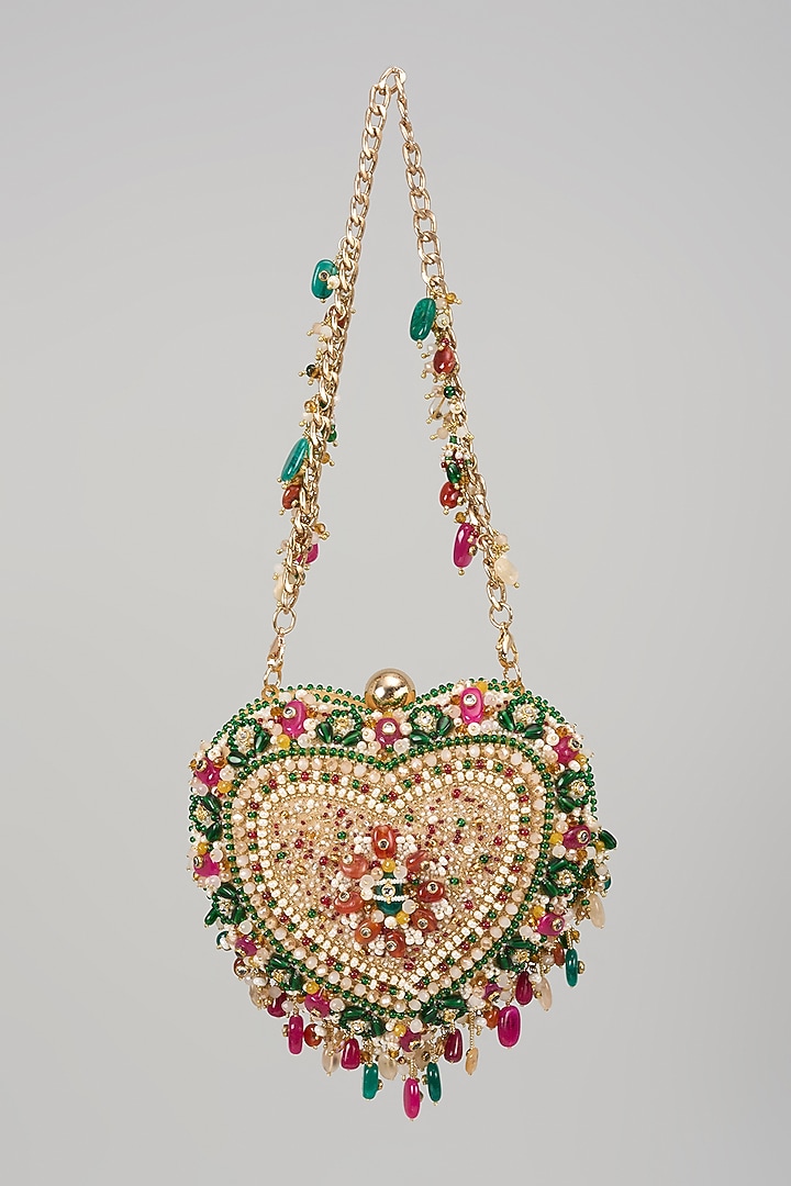 Gold Satin & Suedette Sling Bag by Lovetobag at Pernia's Pop Up Shop