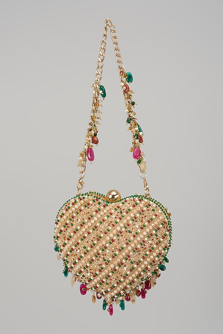 Gold Satin & Suedette Sling Bag by Lovetobag at Pernia's Pop Up Shop