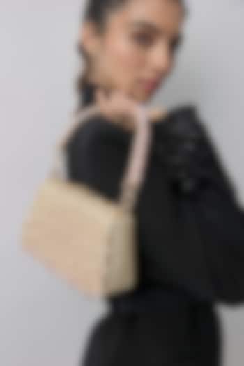 Rose Pink Satin Crystal Hand Embroidered Trapezium Bag by Lovetobag at Pernia's Pop Up Shop
