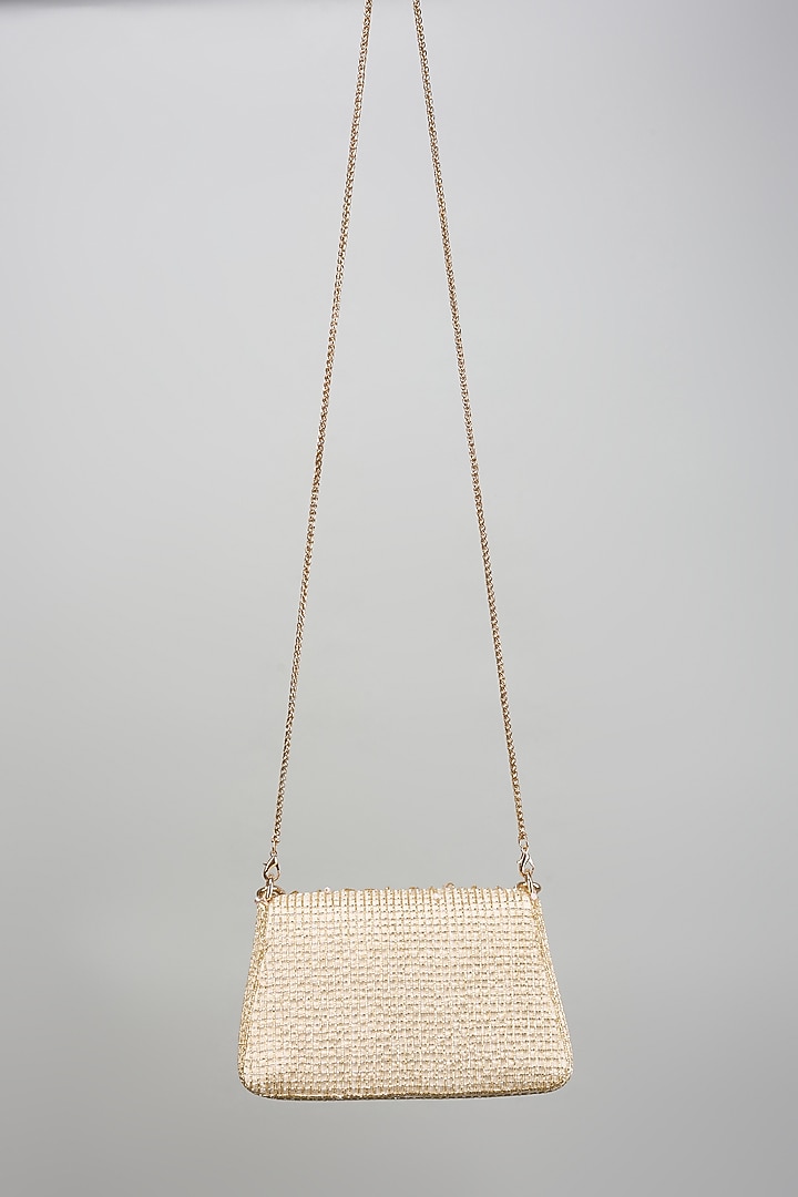 Rose Pink Satin Crystal Hand Embroidered Trapezium Bag by Lovetobag at Pernia's Pop Up Shop