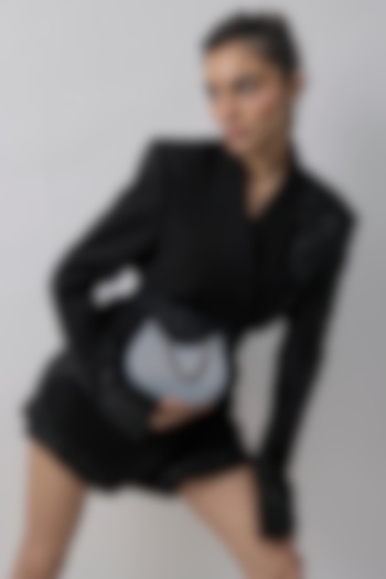 Jasper Grey Satin Rhinestone Hand Embroidered Clutch by Lovetobag at Pernia's Pop Up Shop