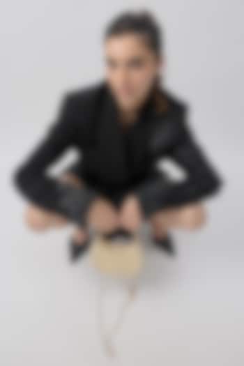 Rose Gold Satin Rhinestone Hand Embroidered Clutch by Lovetobag at Pernia's Pop Up Shop