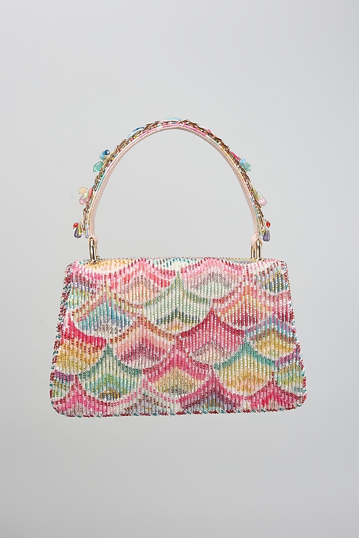 Multi-Colored Georgette Flapover Trapezium Bag by Lovetobag at Pernia's Pop Up Shop