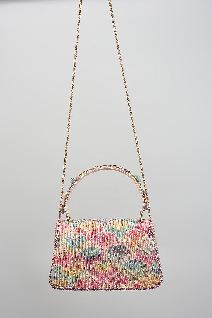 Multi-Colored Georgette Flapover Trapezium Bag by Lovetobag at Pernia's Pop Up Shop