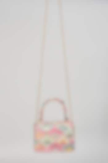 Gold Georgette Embroidered Trapezium Mini Clutch by Lovetobag at Pernia's Pop Up Shop