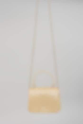 Champagne Satin Crystal Hand Embroidered Mini Bag by Lovetobag at Pernia's Pop Up Shop