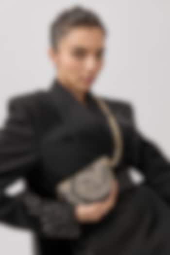 Black Velvet Hand Embroidered Clutch by Lovetobag at Pernia's Pop Up Shop