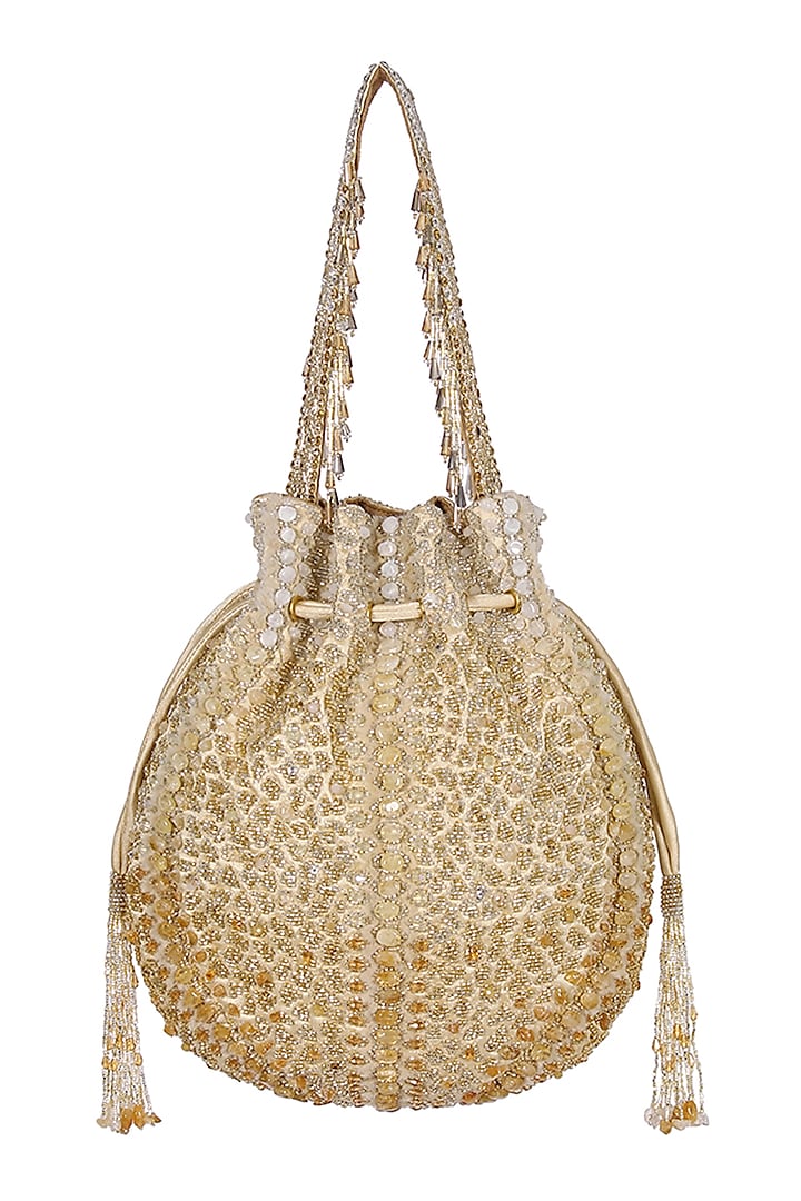 Gold & Silver Hand-Embellished Potli by Lovetobag at Pernia's Pop Up Shop