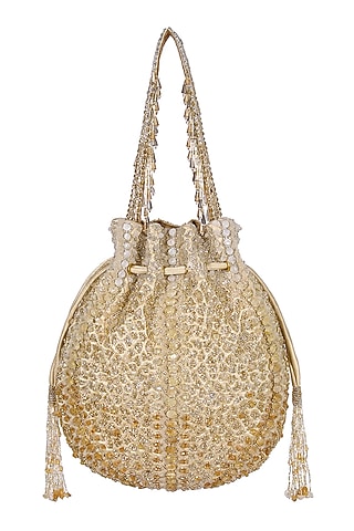 Gold & Silver Hand-Embellished Potli by Lovetobag