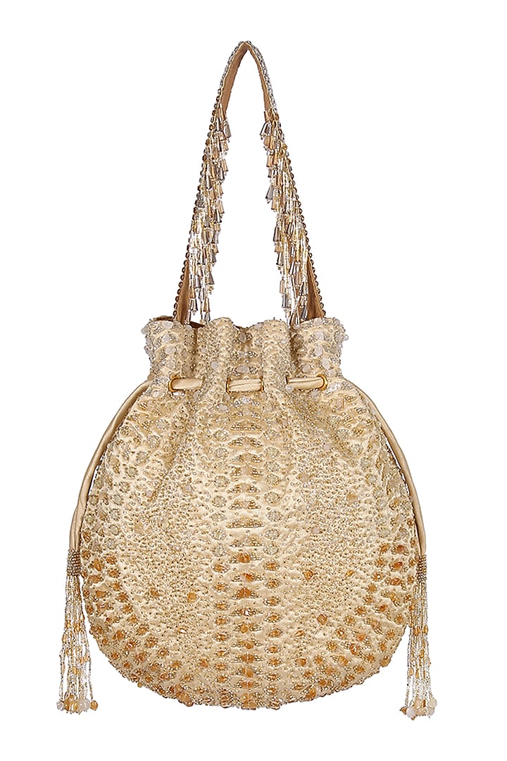 Gold & Silver Hand-Embellished Potli by Lovetobag at Pernia's Pop Up Shop