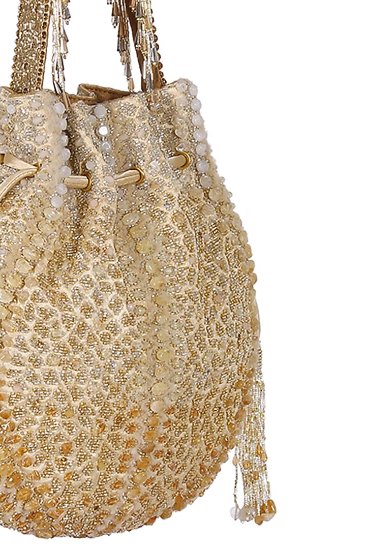 Gold & Silver Hand-Embellished Potli by Lovetobag at Pernia's Pop Up Shop
