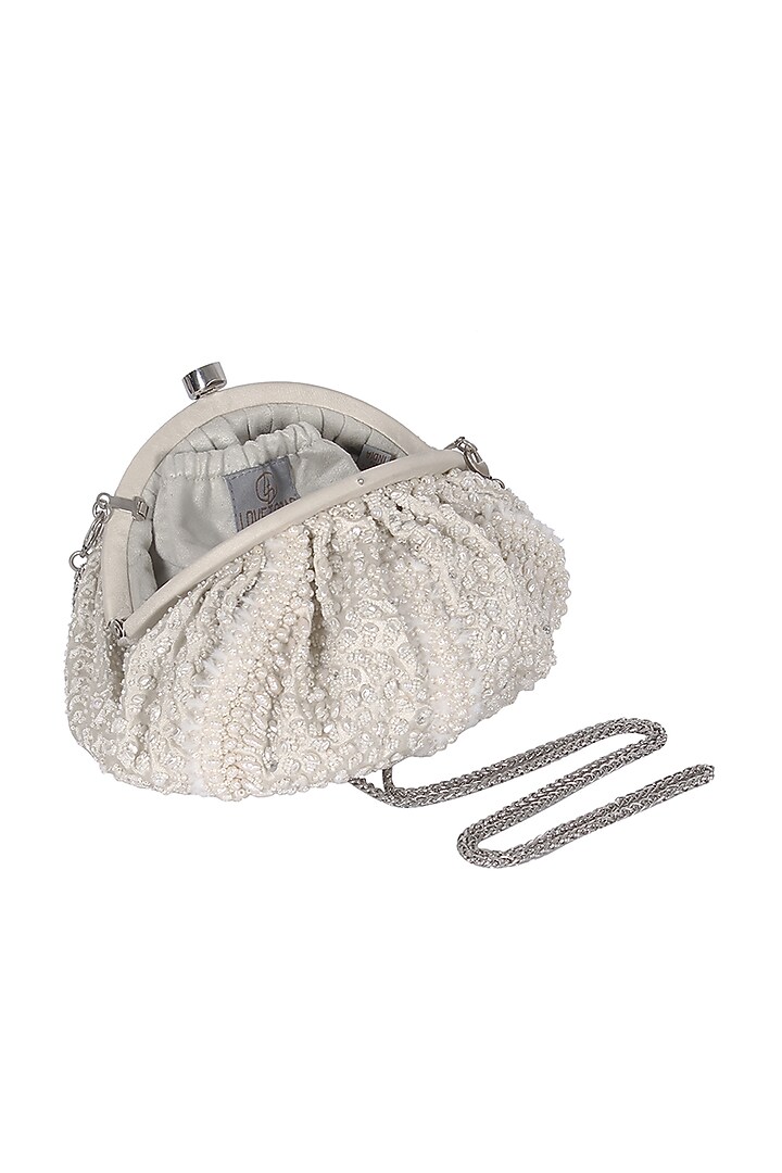 Ivory Hand Embroidered Pouch by Lovetobag at Pernia's Pop Up Shop
