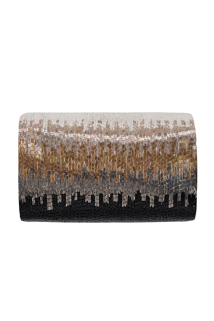 Lustrous Silver Hand Embroidered Clutch by Lovetobag at Pernia's Pop Up Shop