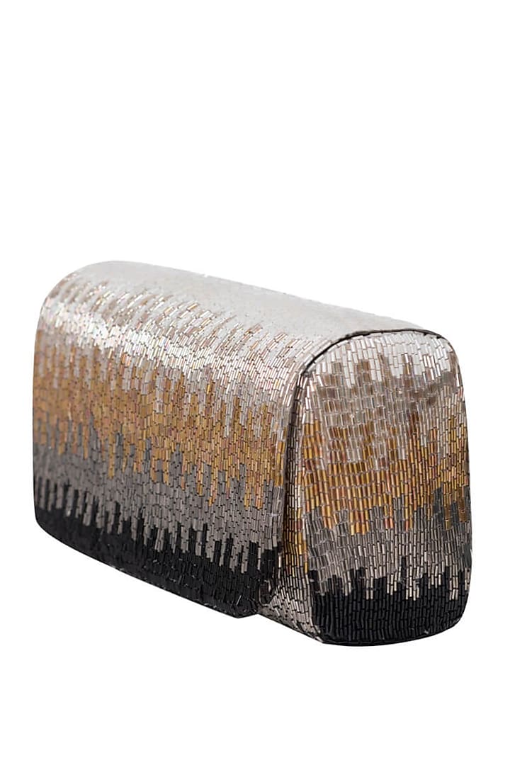 Lustrous Silver Hand Embroidered Clutch by Lovetobag at Pernia's Pop Up Shop