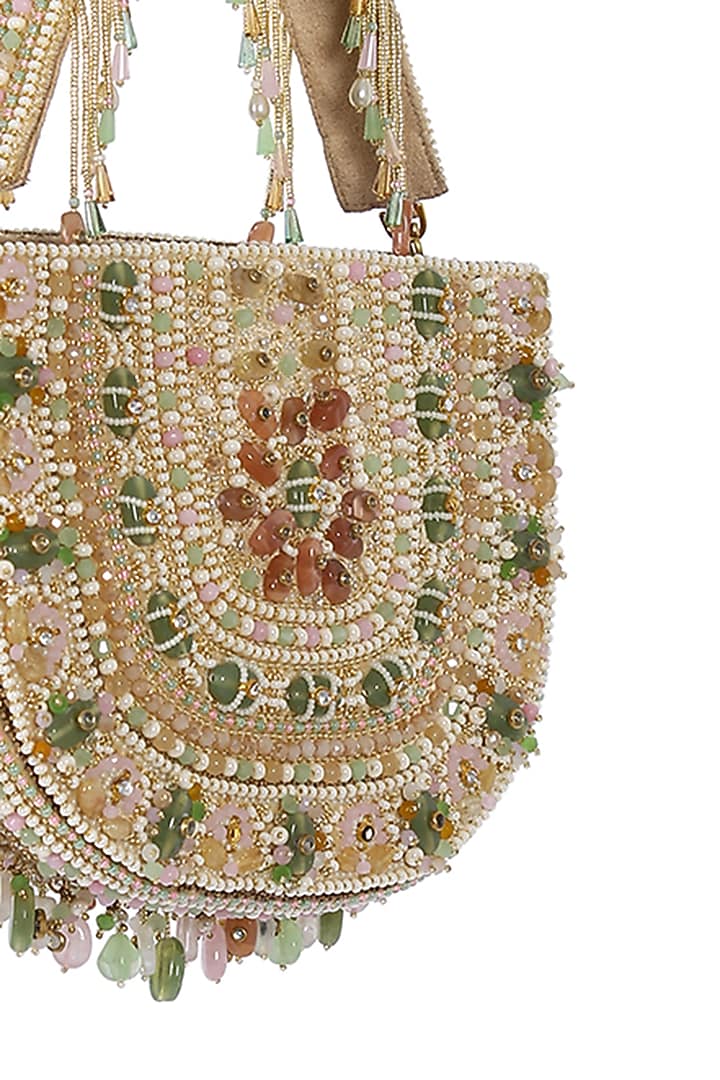 Multi-Colored Pastel-Hued Embroidered Pouch by Lovetobag at Pernia's Pop Up Shop