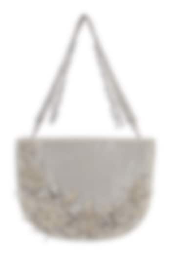 Ivory Satin Pearl Embellished Hand Bag by Lovetobag at Pernia's Pop Up Shop