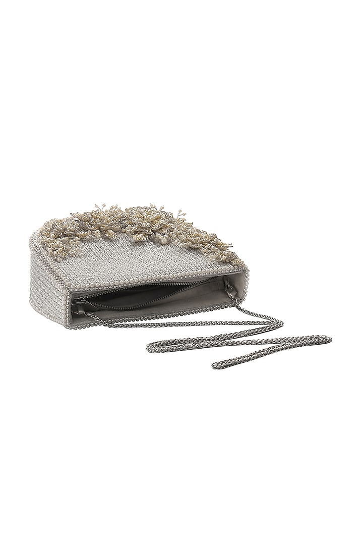 Ivory Satin Pearl Embellished Hand Bag by Lovetobag at Pernia's Pop Up Shop