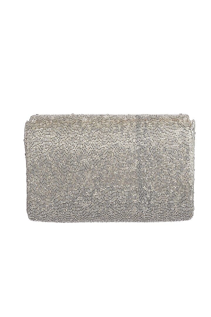 Lustrous Silver Embroidered Clutch by Lovetobag at Pernia's Pop Up Shop