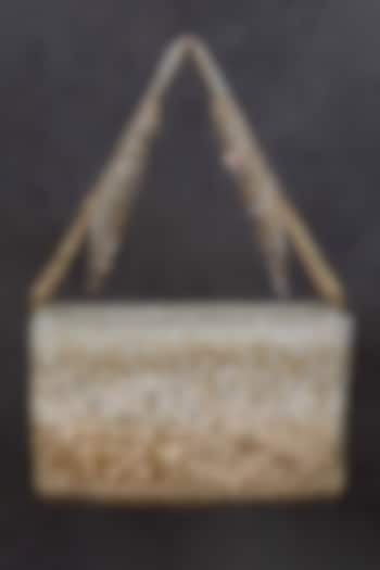 Gold Hand Embroidered Clutch by Lovetobag at Pernia's Pop Up Shop
