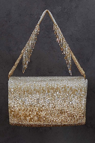 Gold Hand Embroidered Clutch by Lovetobag