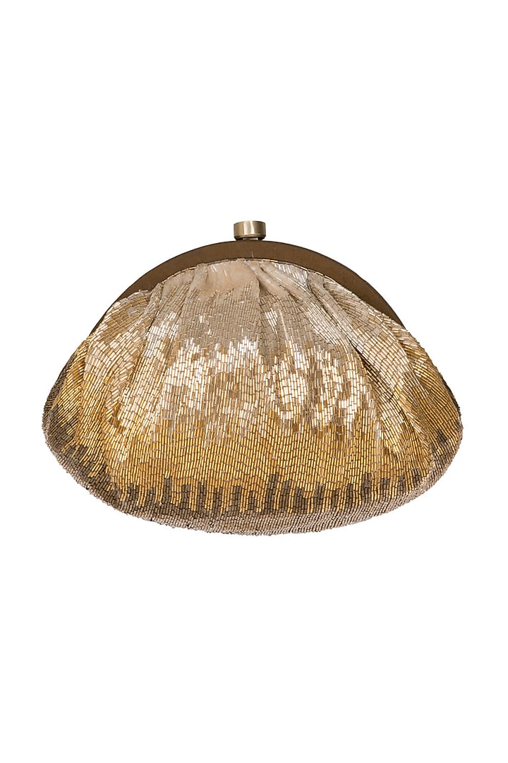 Gold Hand Embroidered Pouch by Lovetobag at Pernia's Pop Up Shop