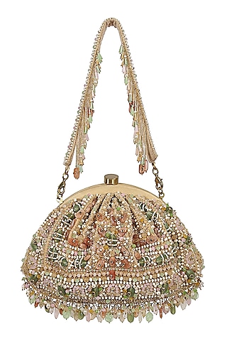 Gold Embroidered Pouch by Lovetobag