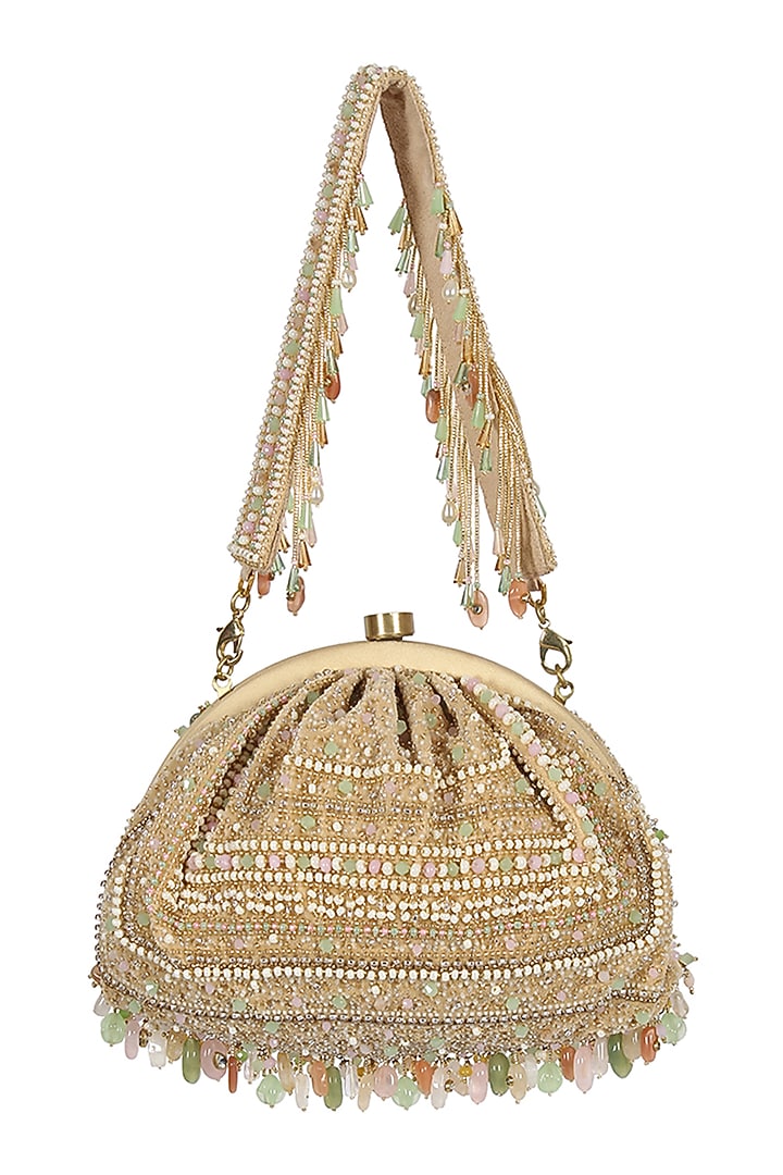 Gold Embroidered Pouch by Lovetobag at Pernia's Pop Up Shop