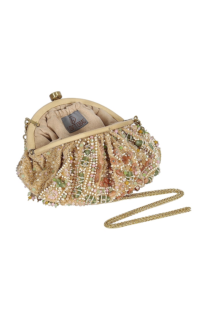 Gold Embroidered Pouch by Lovetobag at Pernia's Pop Up Shop