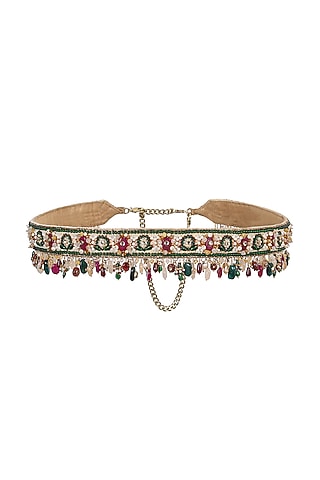 Ruby Emerald Embroidered Waist Belt by Lovetobag
