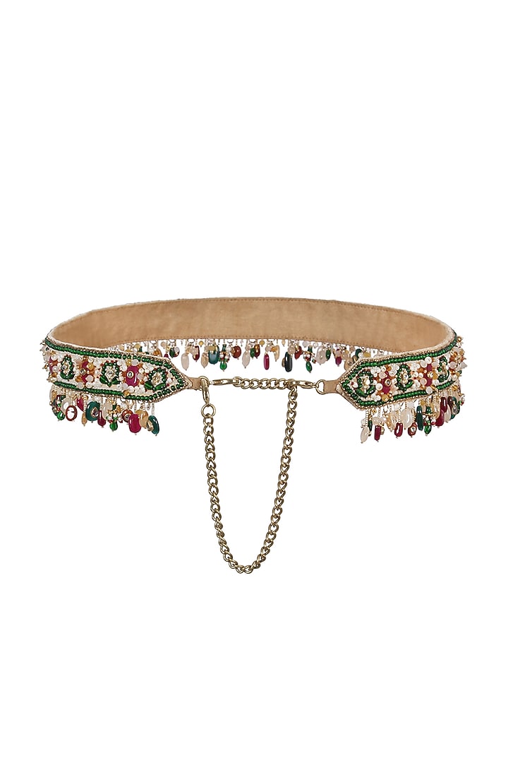Ruby Emerald Embroidered Waist Belt by Lovetobag at Pernia's Pop Up Shop
