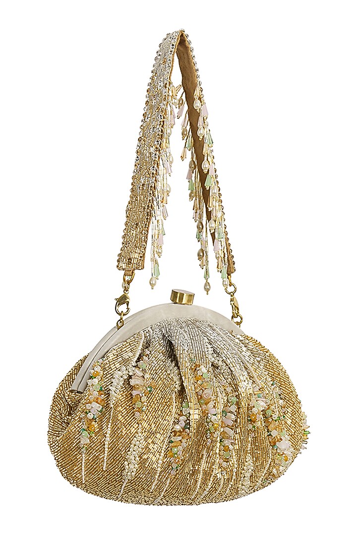 Gold & Silver Embroidered Pouch by Lovetobag at Pernia's Pop Up Shop