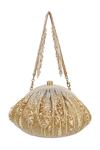 Silver & Gold Embroidered Pouch by Lovetobag