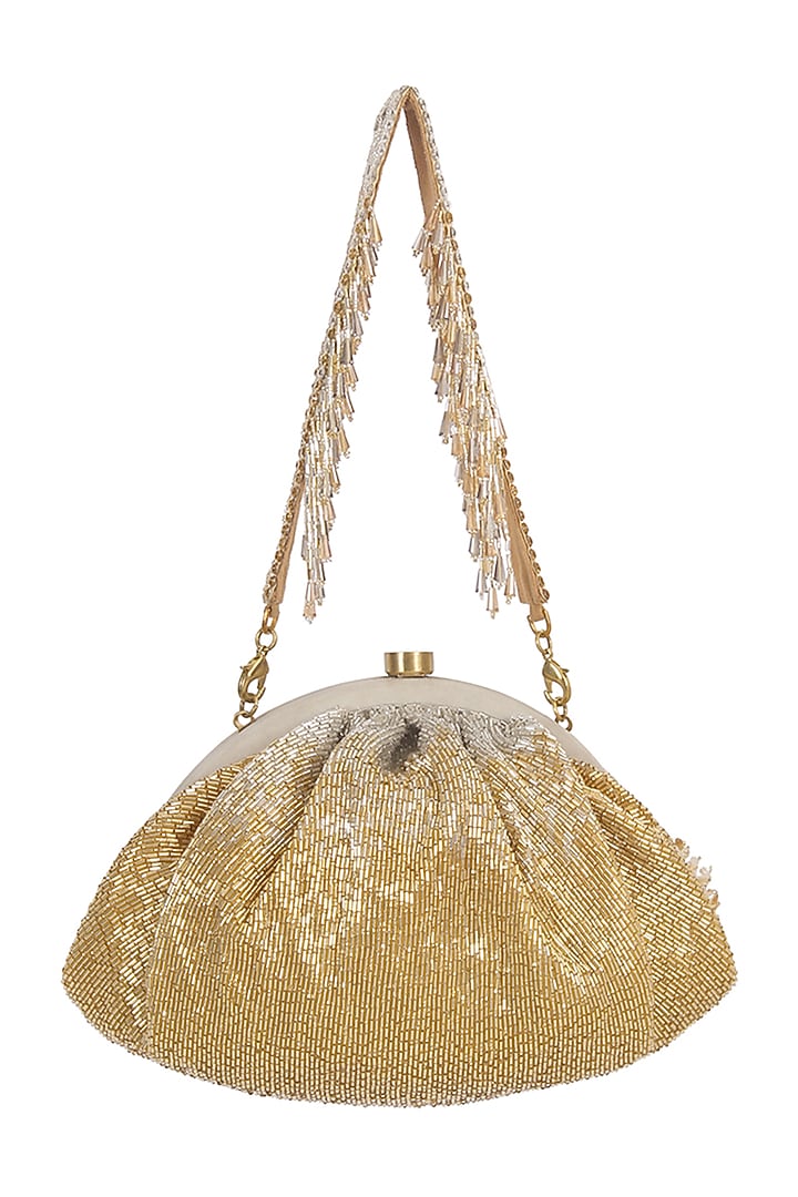 Silver & Gold Embroidered Pouch by Lovetobag at Pernia's Pop Up Shop
