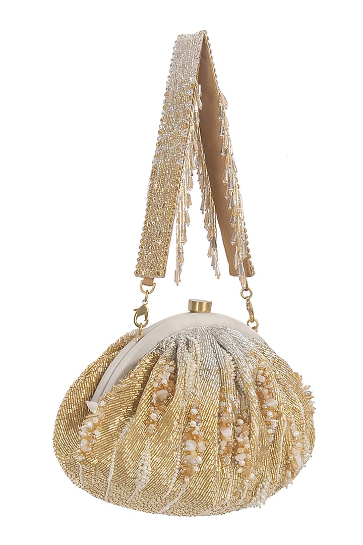 Silver & Gold Embroidered Pouch by Lovetobag at Pernia's Pop Up Shop
