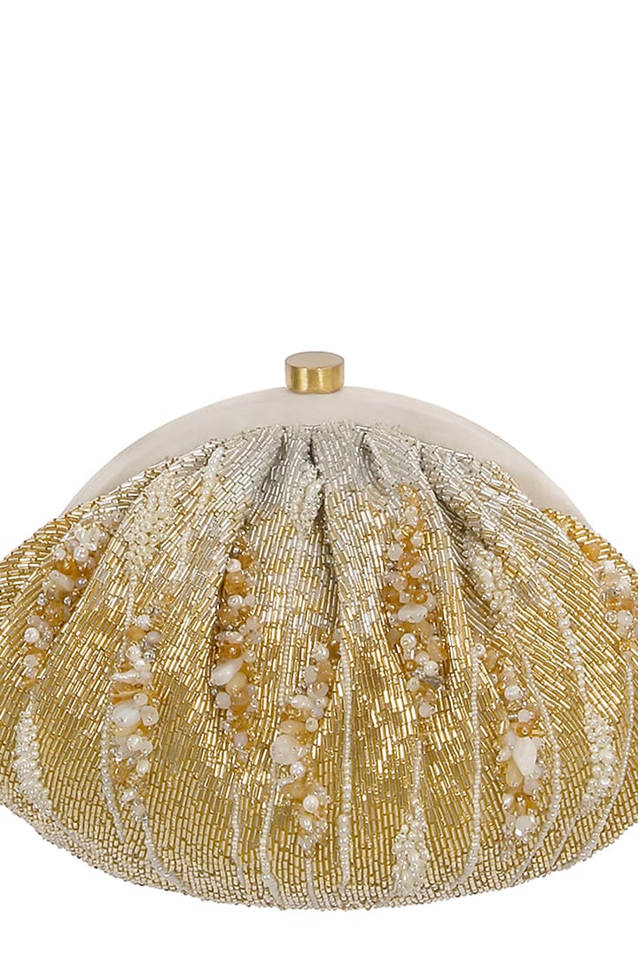 Silver & Gold Embroidered Pouch by Lovetobag at Pernia's Pop Up Shop