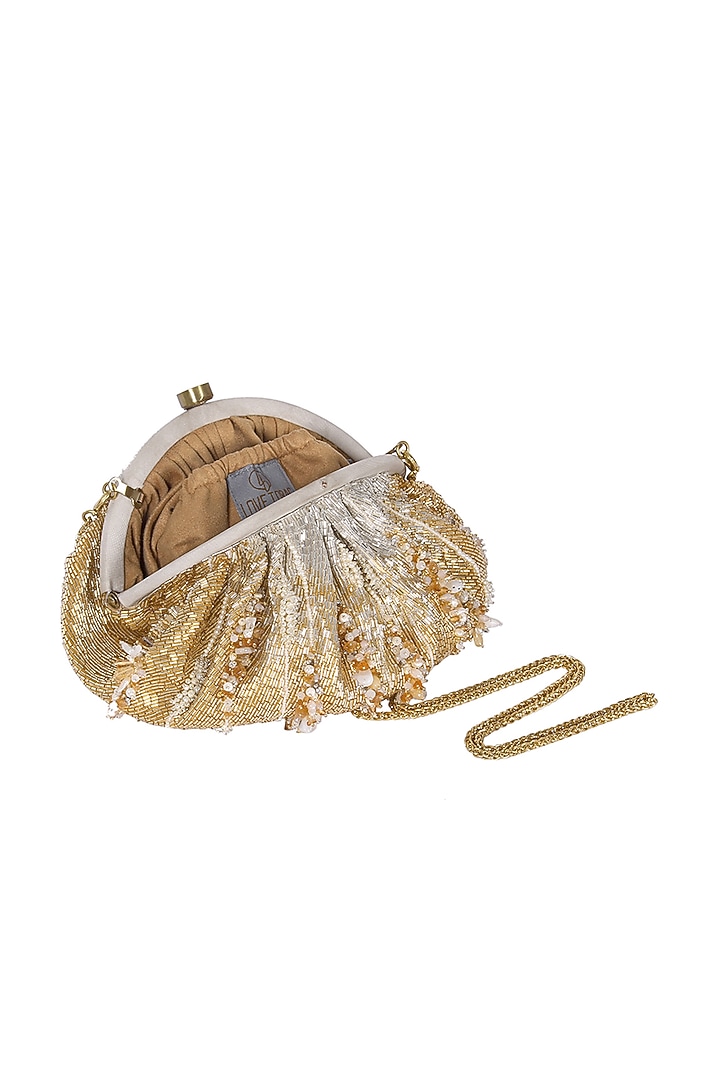 Silver & Gold Embroidered Pouch by Lovetobag at Pernia's Pop Up Shop