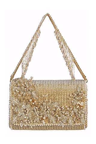 Gold Silver Embroidered Clutch by Lovetobag