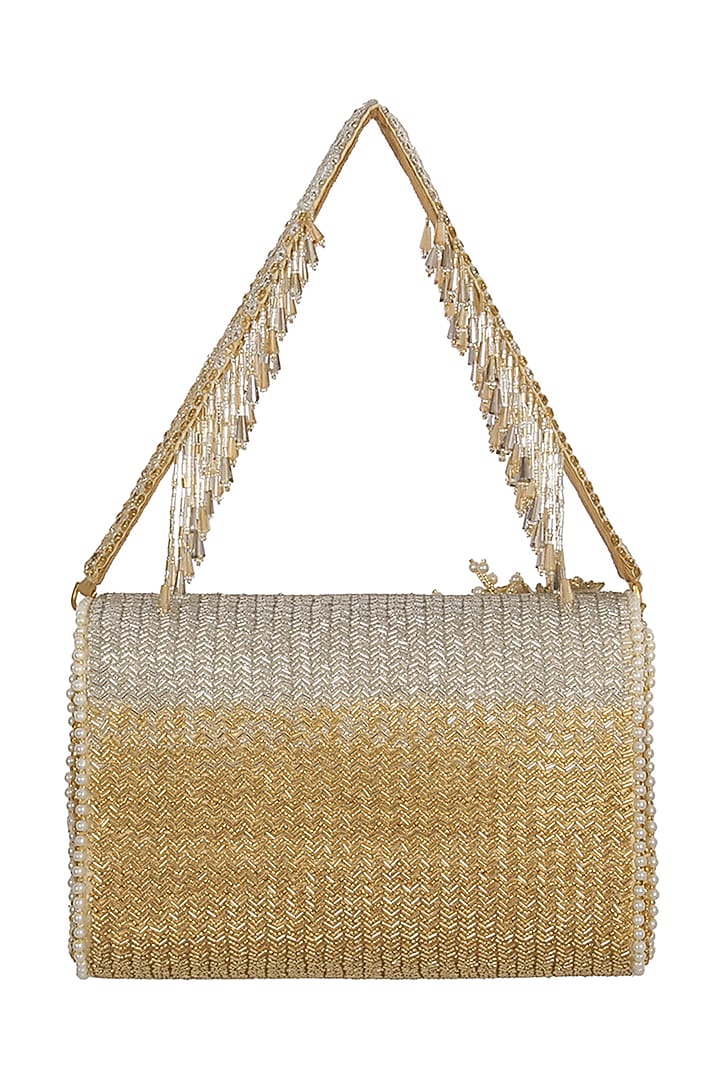 Gold Silver Embroidered Clutch by Lovetobag at Pernia's Pop Up Shop