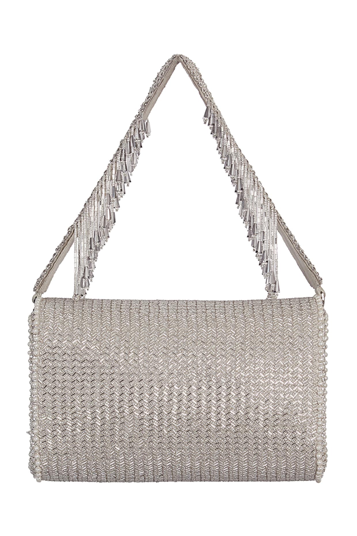 KATIE LOXTON Zara Metallic Silver Clutch Bag