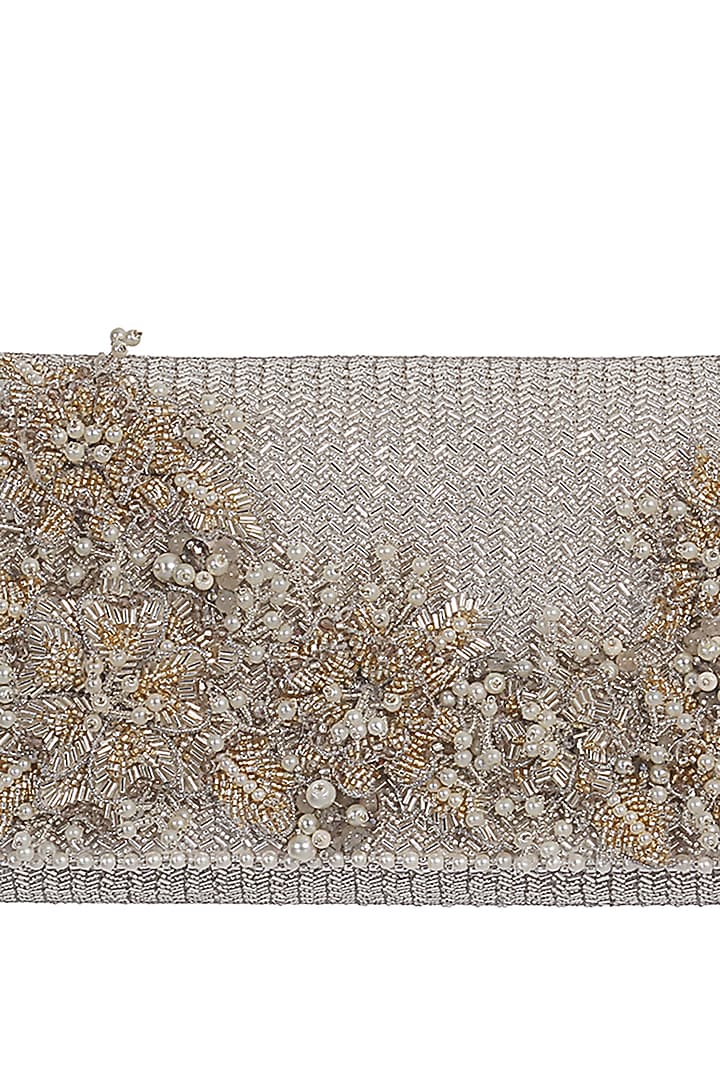 Silver Embroidered Clutch by Lovetobag at Pernia's Pop Up Shop