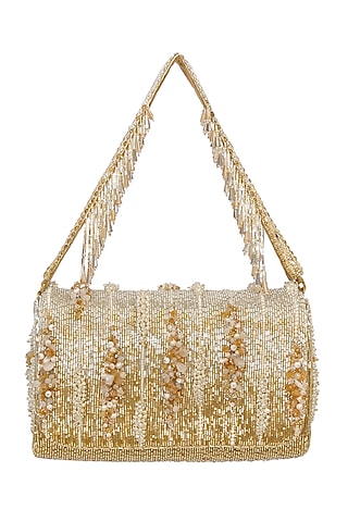Silver Gold Embroidered Clutch by Lovetobag
