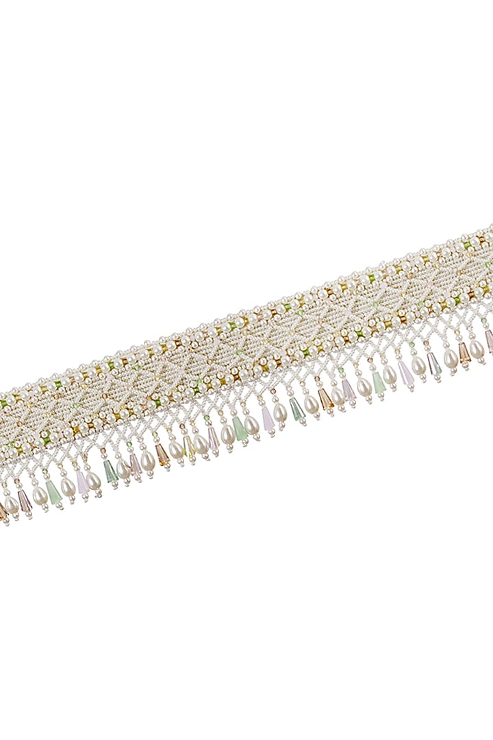 Ivory Hand Embroidered Waist Belt by Lovetobag at Pernia's Pop Up Shop