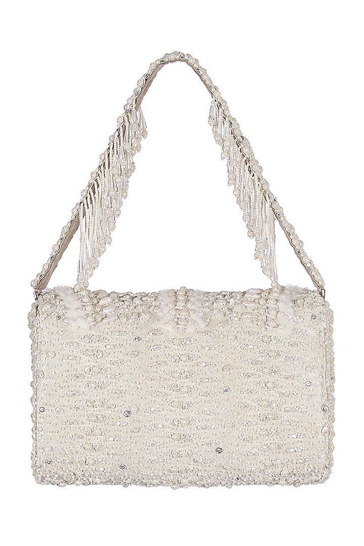 Ivory Hand Embroidered Clutch by Lovetobag at Pernia's Pop Up Shop