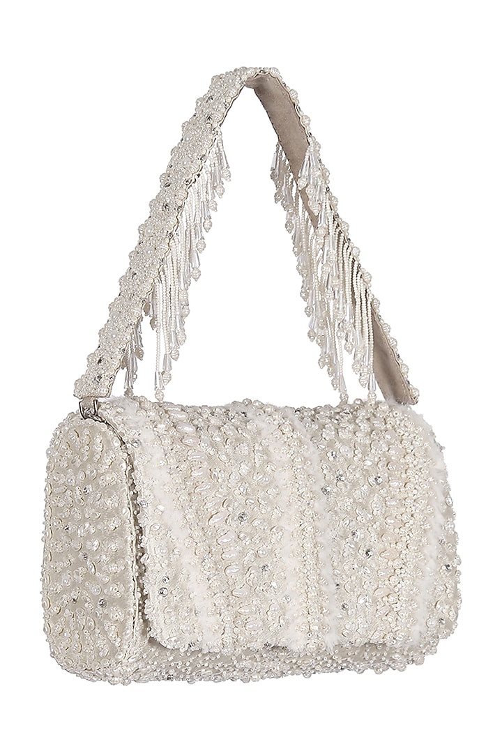 Ivory Hand Embroidered Clutch by Lovetobag at Pernia's Pop Up Shop