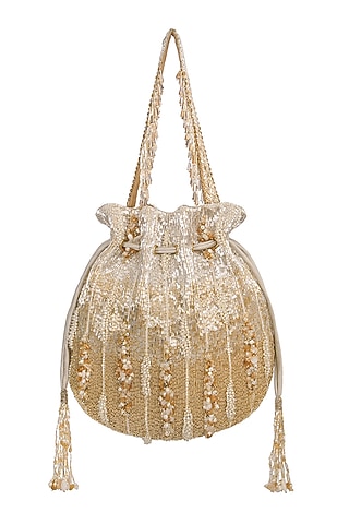 Gold & Silver Beads Embellished Potli by Lovetobag