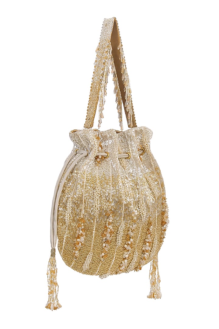 Gold & Silver Beads Embellished Potli by Lovetobag at Pernia's Pop Up Shop