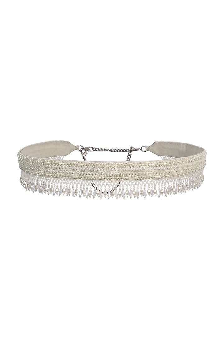 Ivory Pearls Embellished Waist Belt by Lovetobag