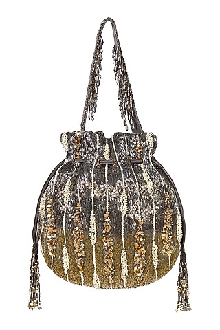 Antique Gold Embellished Potli by Lovetobag