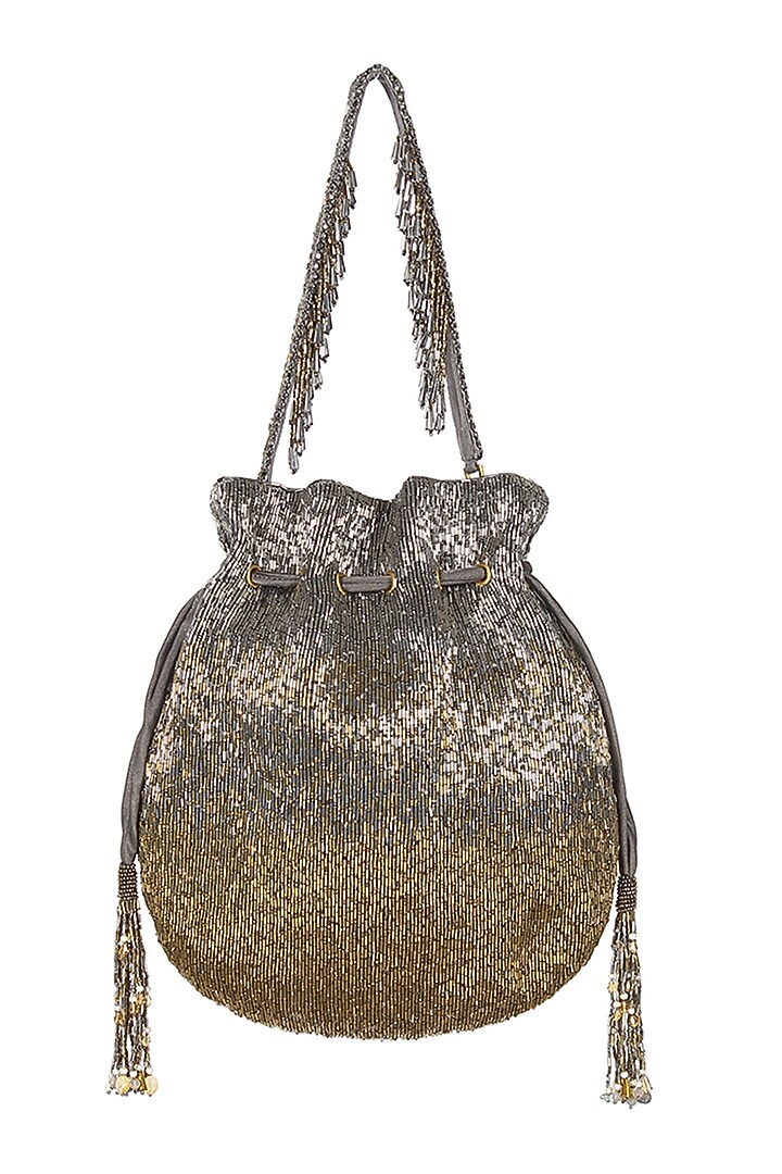 Antique Gold Embellished Potli by Lovetobag at Pernia's Pop Up Shop