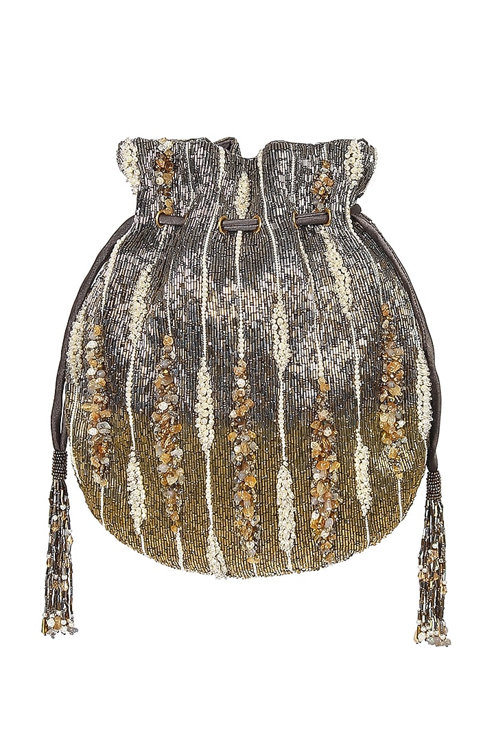 Antique Gold Embellished Potli by Lovetobag at Pernia's Pop Up Shop